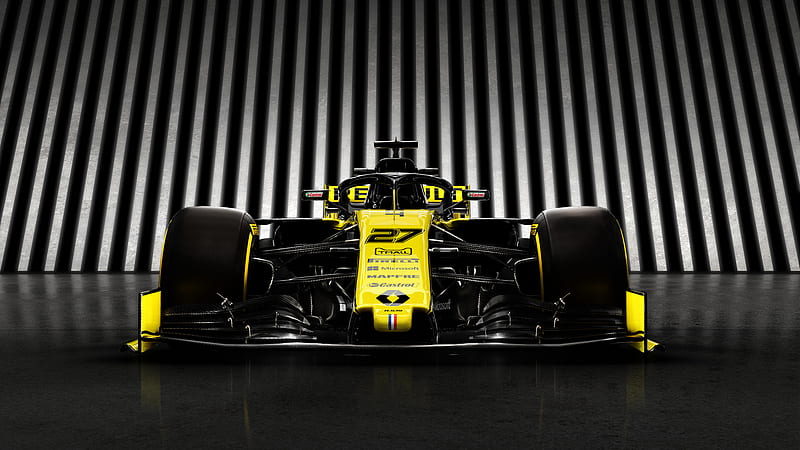 Formula 1, formula one, f1, renault, castrol, pirelli, france, yellow, HD wallpaper