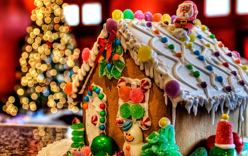 Christmas Gingerbread, delicious, house, sweets, christmas, holiday, bonito, abstract, graphy, yummy, gingerbread, HD wallpaper