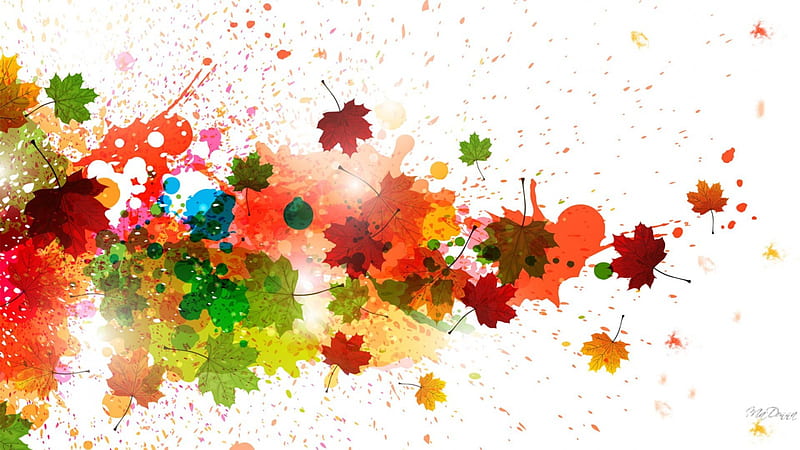 Autumn Splatters, colorful, fall, splash, autumn, leaves, paint, splatter, bright, HD wallpaper