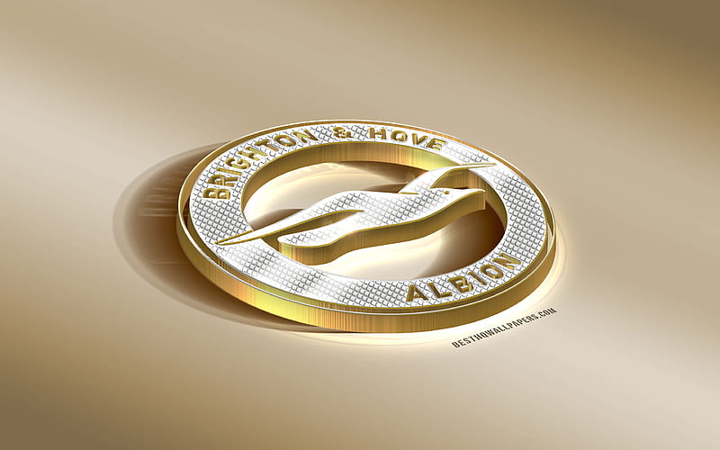 Brighton Hove Albion FC, English football club, golden silver logo, Brighton and Hove, England, Premier League, 3d golden emblem, creative 3d art, football, United Kingdom, HD wallpaper