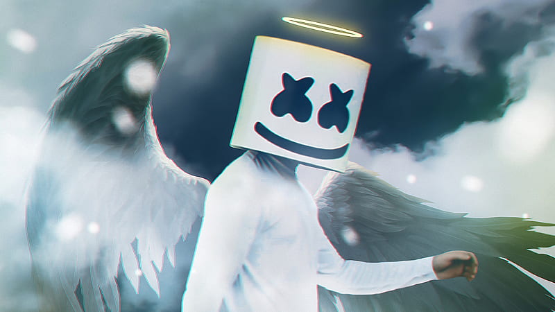 Marshmello With Wings Wearing White Dress And Led Helmet Marshmello, HD wallpaper