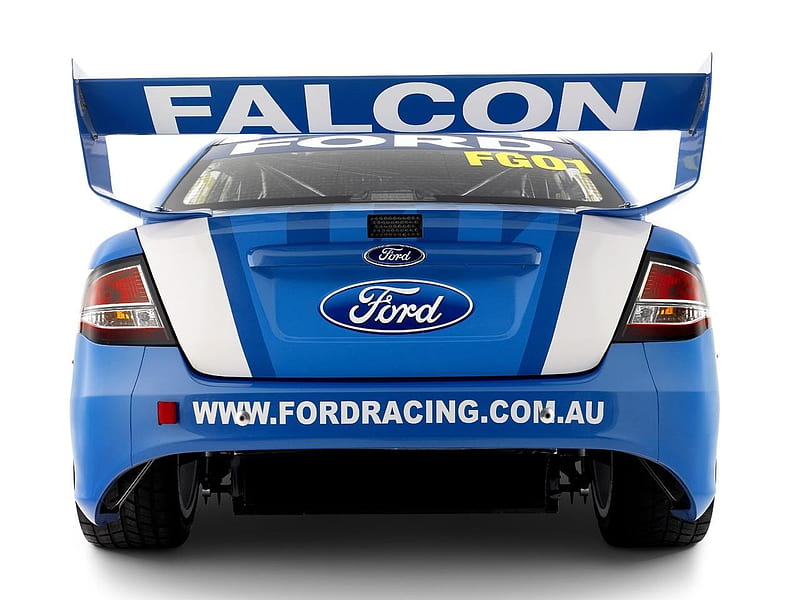 ford v8 supercar, race modified, front engine, two seater, white, blue, HD wallpaper