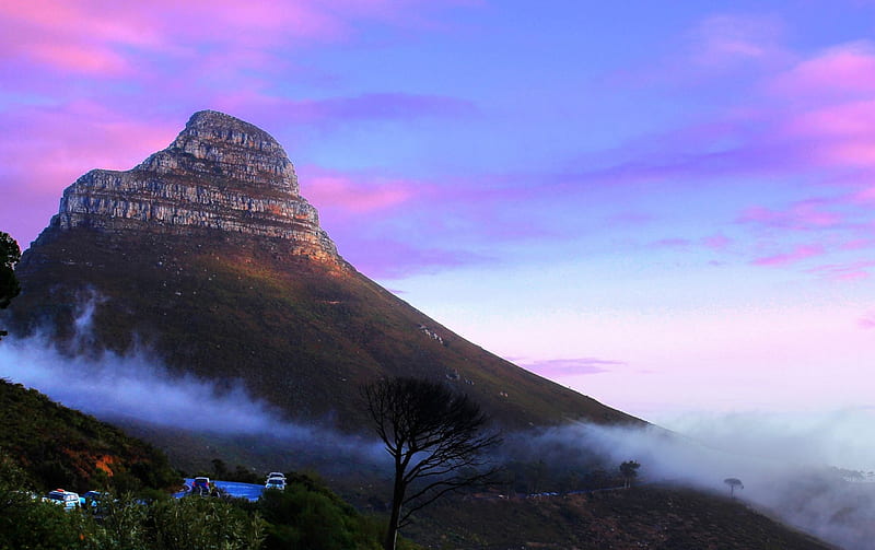 Sunrise on Table Mountain, Cape Town, South Africa, sunrise, montains, africa, fog, HD wallpaper