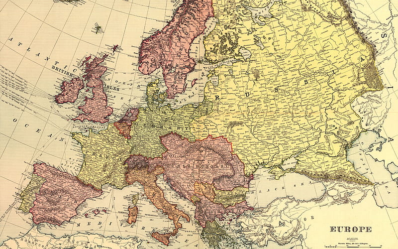Retro map of Europe, old map, Old political map of Europe, retro maps, Europe, HD wallpaper