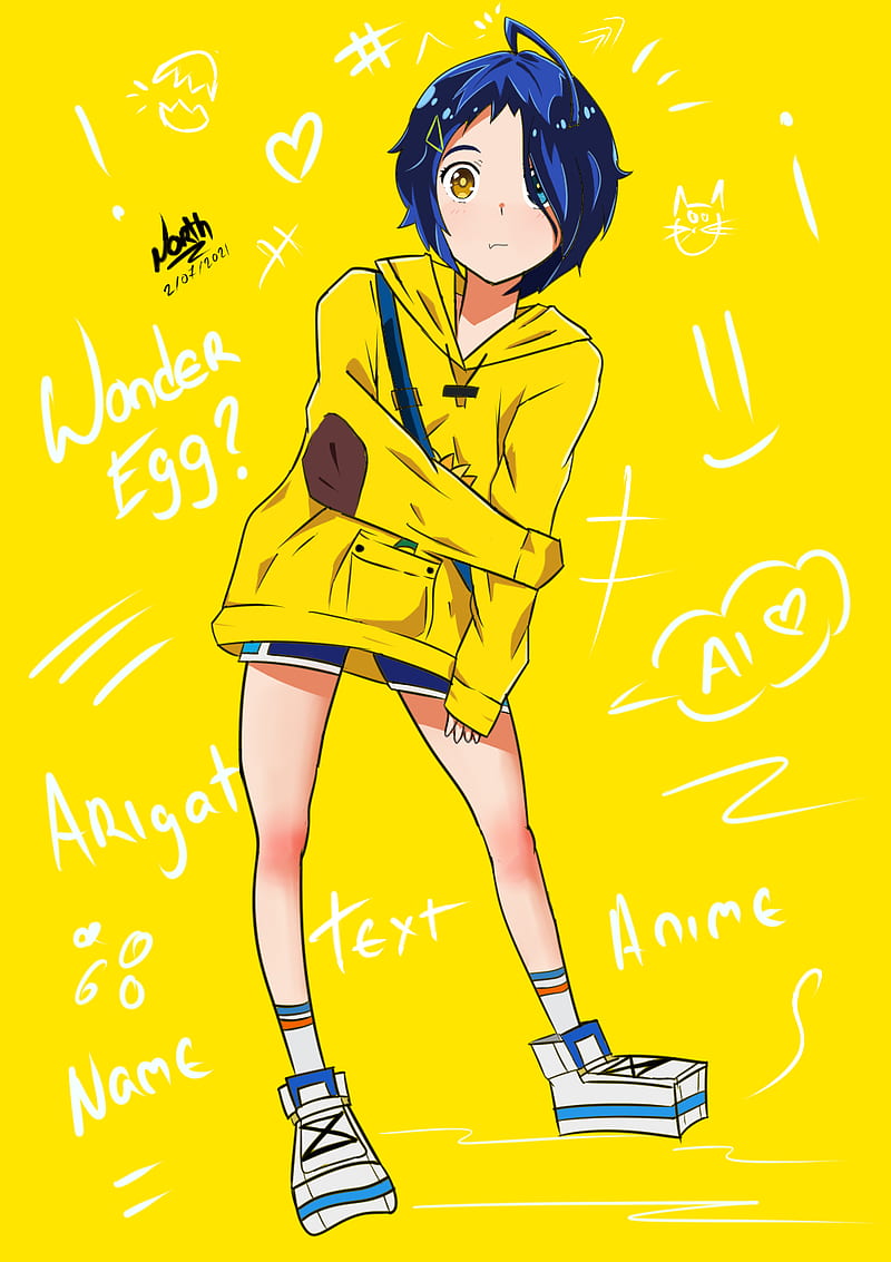 wonder egg priority, Ai Ooto, artwork, anime girls, anime, HD phone wallpaper