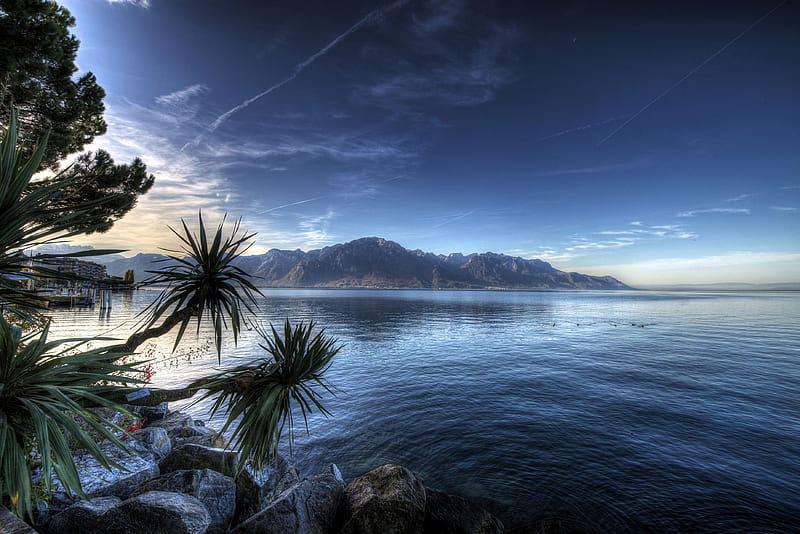 Montreux Lake Switzerland , Nature, , , Background, and, Swiss, HD wallpaper
