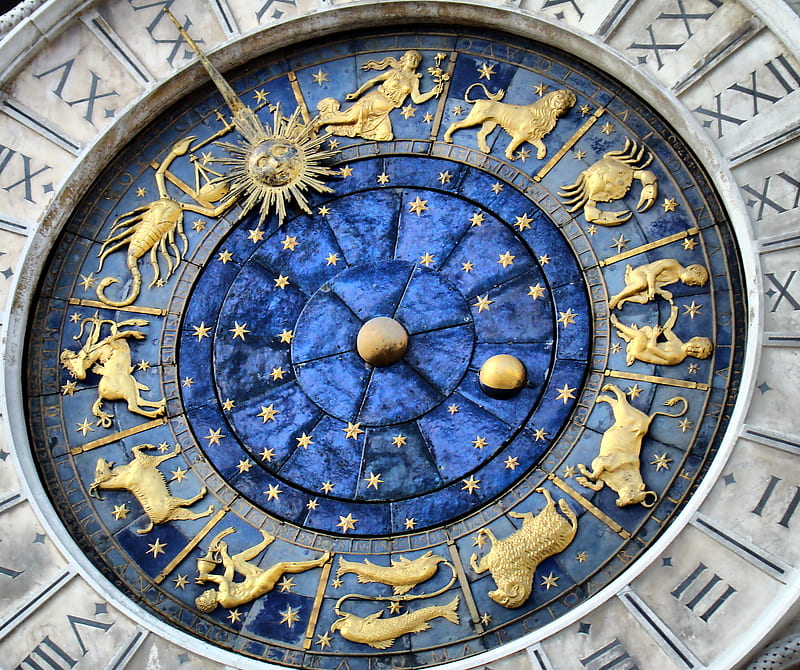 Venice 2, city horoscope clock, piazza san marco, HD wallpaper