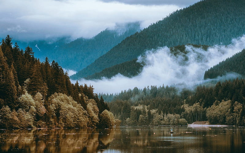 autumn, lake, forest, mountain, mountain landscape, mountain lake, HD wallpaper