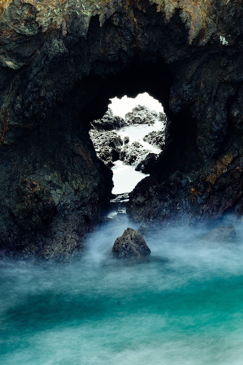 cave, water, rocks, stones, HD phone wallpaper