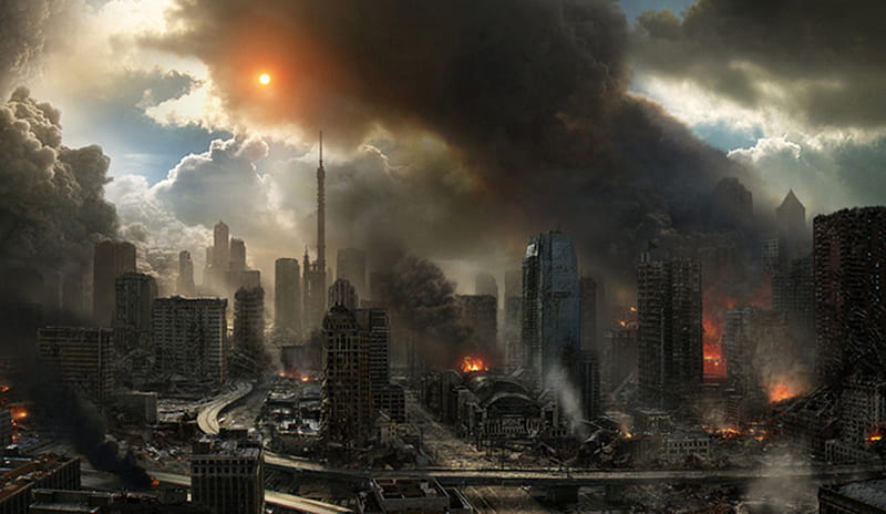 Destruction, guerra, lose, fire, apocalypse, city, battle, future, urban, HD wallpaper