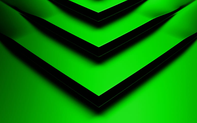 green 3D arrow creative, geometric shapes, arrows, 3D arrows, green backgrounds, green arrows, geometry, background with arrows, HD wallpaper