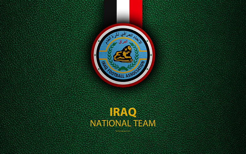 Iraq national football team, Lions of Mesopotamia leather texture, Iraq Football Association, IFA, emblem, logo, Asia, football, Iraq, HD wallpaper