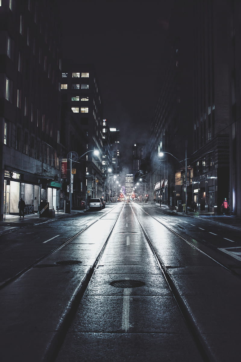 empty city street at night