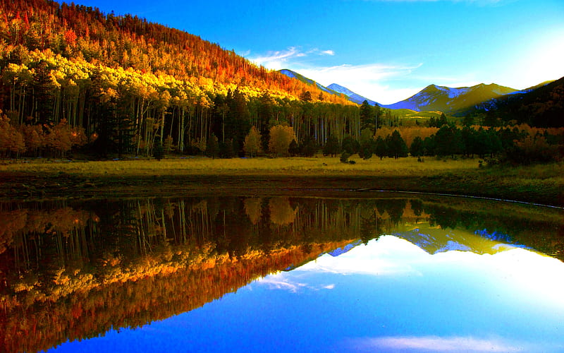 FALL LAKE, mountain, autumn, reflection, lake, light, HD wallpaper | Peakpx