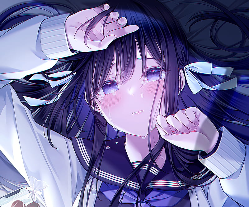 Anime, Girl, Crying, HD wallpaper | Peakpx