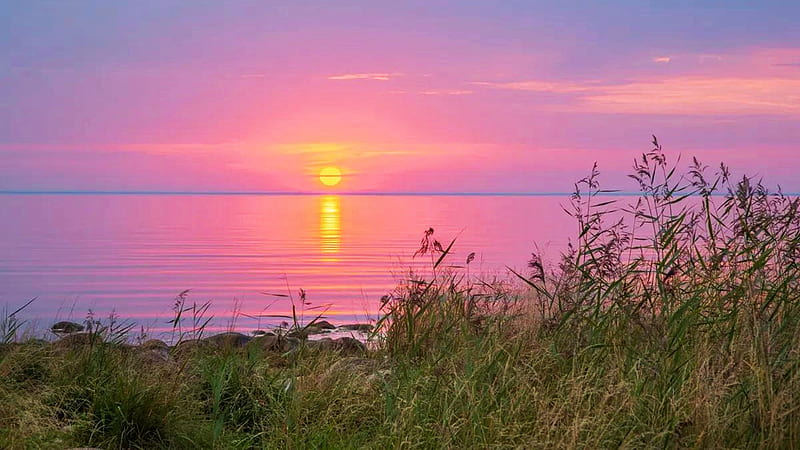 Uulu, Estonia, sky, sunset, sea, baltic, colors, beach, HD wallpaper