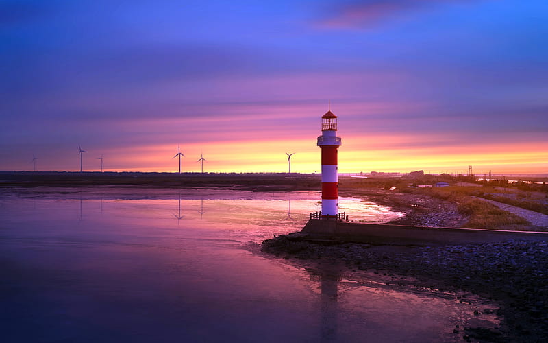 Harbour Wind power 2021 Coast Lighthouse, HD wallpaper