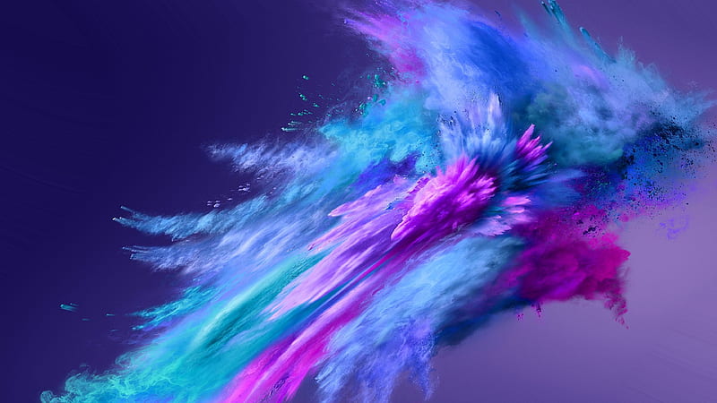 color spray, explosion, splash, blue and pink, Abstract, HD wallpaper