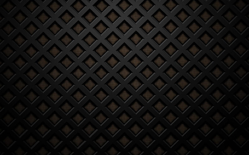 black rhombuses, 3D art, black lines, geometric shapes, rhombic patterns, geometry, rhombic textures, black backgrounds, HD wallpaper