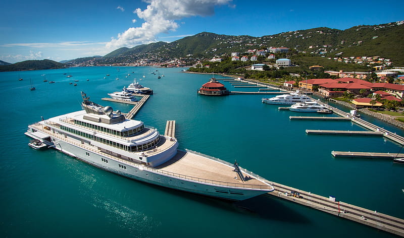 Superyacht, Dock, ocean, private, modern, boat, water, marine, Port, HD wallpaper