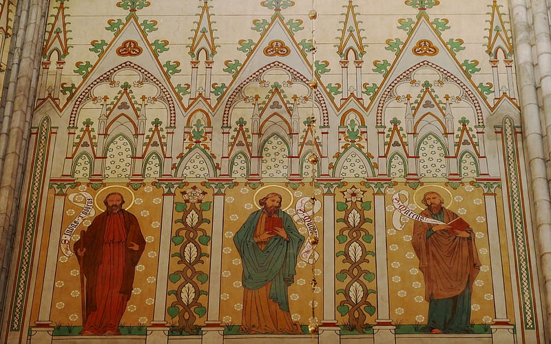 Apostles Judas, Mathew and Marcus , Sweden, church, apostles, fresco, HD wallpaper