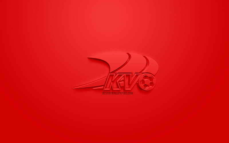 KV Oostende, creative 3D logo, red background, 3d emblem, Belgian football club, Jupiler Pro League, Ostend, Belgium, Belgian First Division A, 3d art, football, stylish 3d logo, HD wallpaper