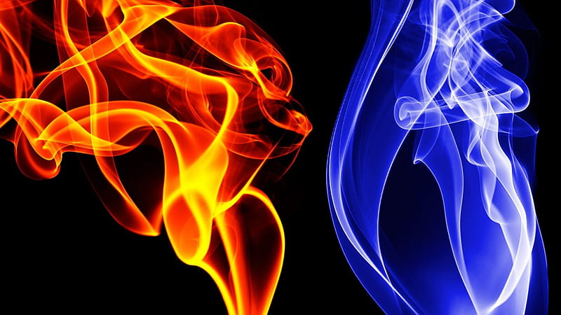 Opposition, fire, water, hot, smoke, cold, HD wallpaper