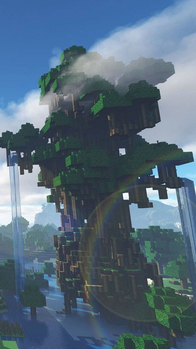 Minecraft.large.tree, minecraft, large, tree, game, anime, HD phone ...