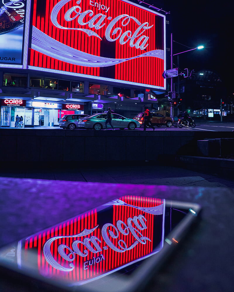 Coca-cola, australia, cyberpunk, iphone, latinosydneysider, neon lights ...