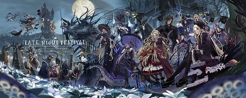 anime fantasy world, halloween 2019, lolita fashion, darkness, witch, vampire, creature, Anime, HD wallpaper