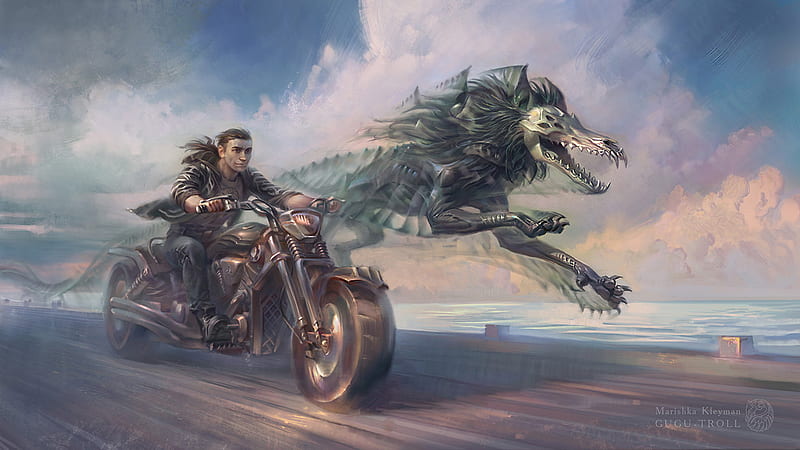 Ride With The Wolf, artist, artwork, HD wallpaper