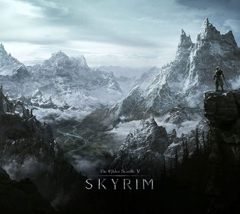 Skyrim, dragonborn, elder, landscape, mountain, nature, nice, scrolls, snow, HD wallpaper