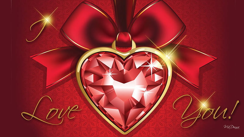 Valentine Heart, red, stars, glow, romantic, ribbon, ruby, bow, Valentines Day, love, heart, bright, light, HD wallpaper