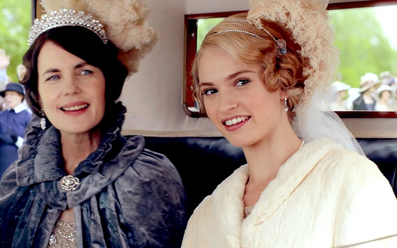Downton Abbey (TV Series 2010–2015), lily james, downton abbey, Elizabeth McGovern, bride, woman, girl, actress, tv series, drama, HD wallpaper