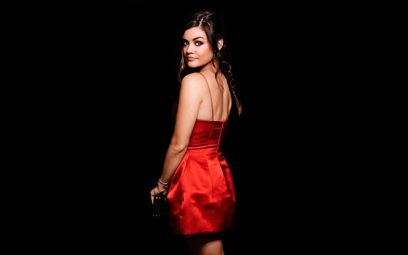 actress, country, lucy hale, singer, author, red, designer, model, HD wallpaper