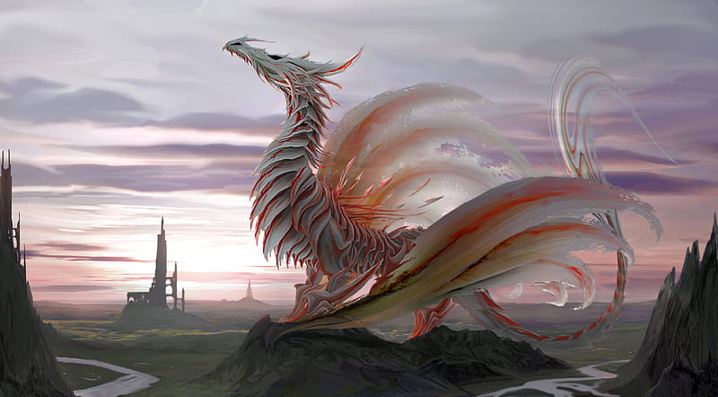Dragon Fantasy , dragon, fantasy, artist, artwork, artist, digital-art, HD wallpaper