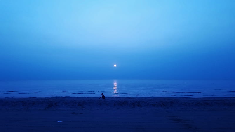 Night beach, ambient, cool, light, nice, time, HD wallpaper