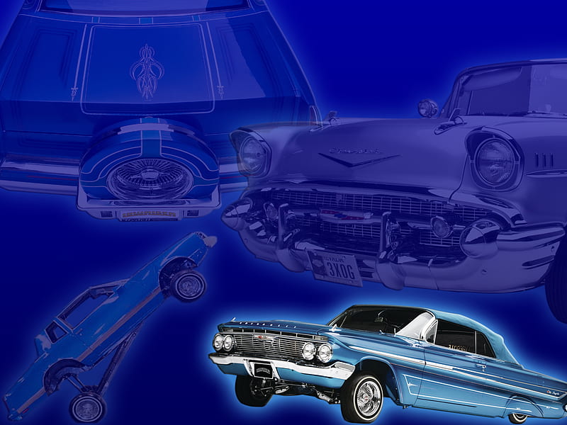 Lowrider Life, cadillac, bel air, buick regal, impala 63, lowrider, blue, HD wallpaper