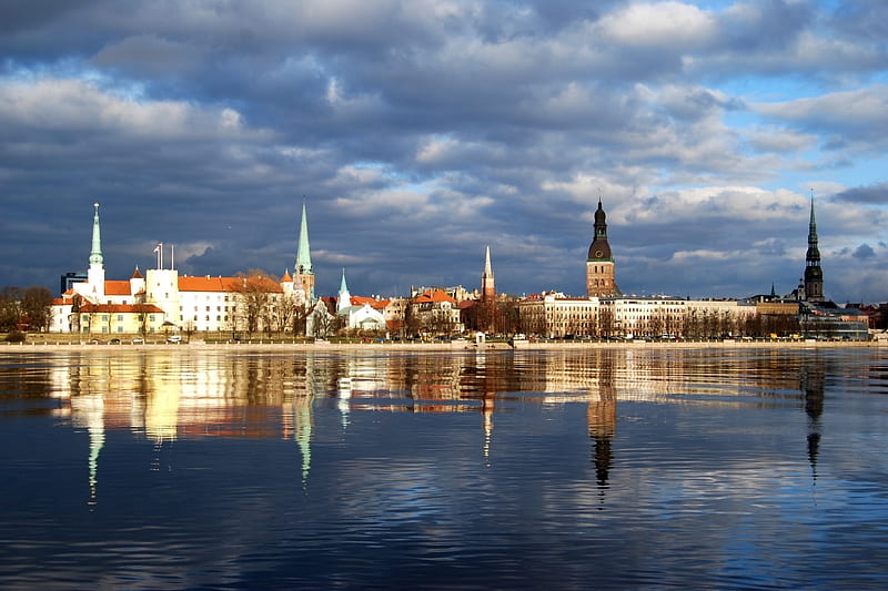 Riga, Latvia, Riga, Latvia, river, Daugava, panorama, HD wallpaper