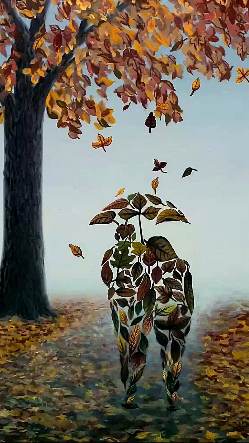 Alone me, colors, leaf, couple, HD phone wallpaper