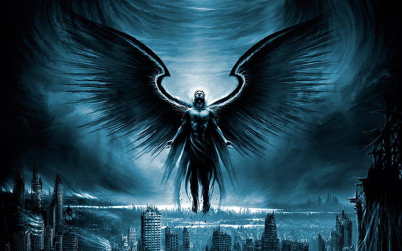 Dark Angels Guru , angel, artist, artwork, digital-art, wings, HD wallpaper