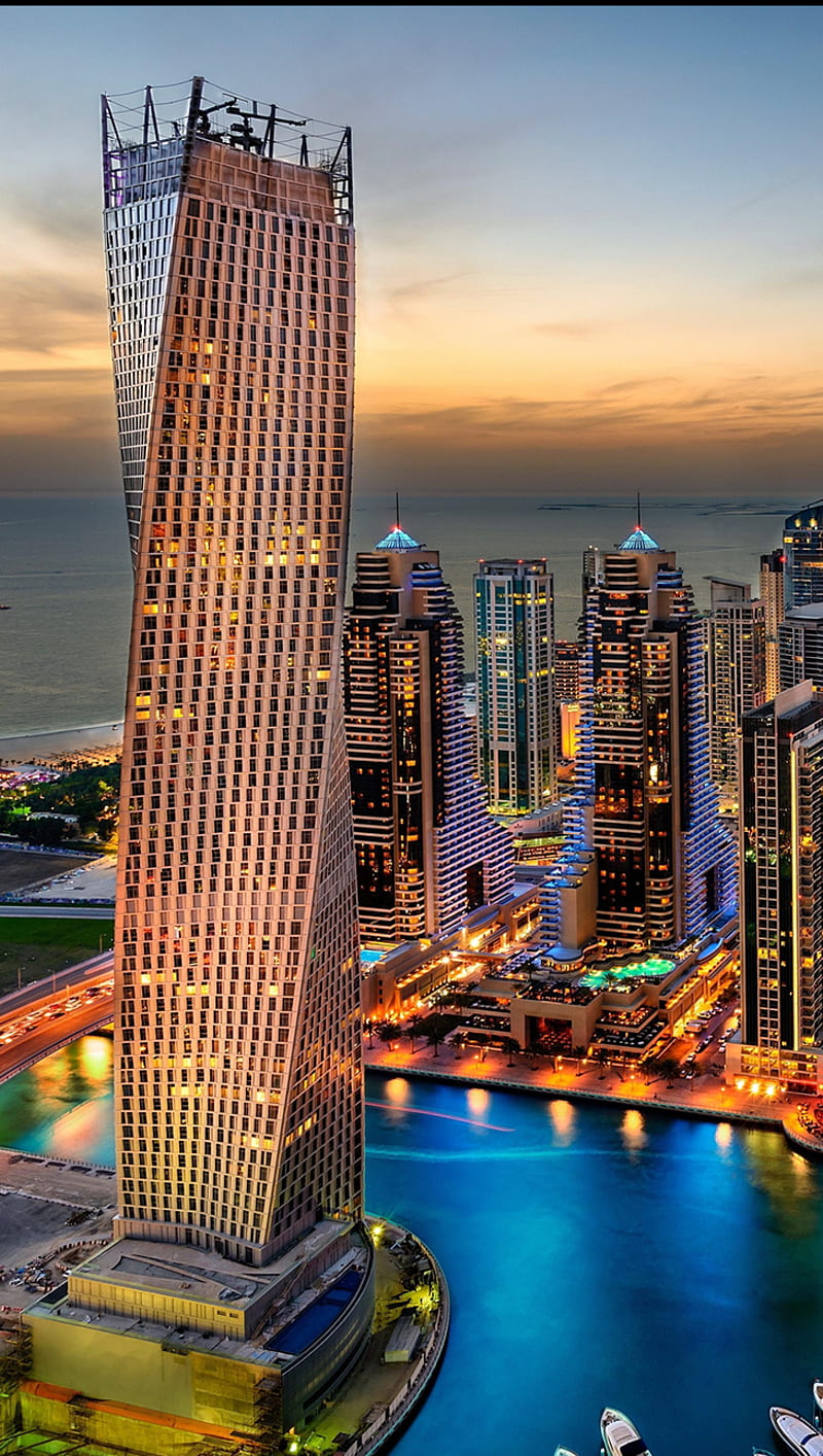 Dubai City, night, world, HD phone wallpaper