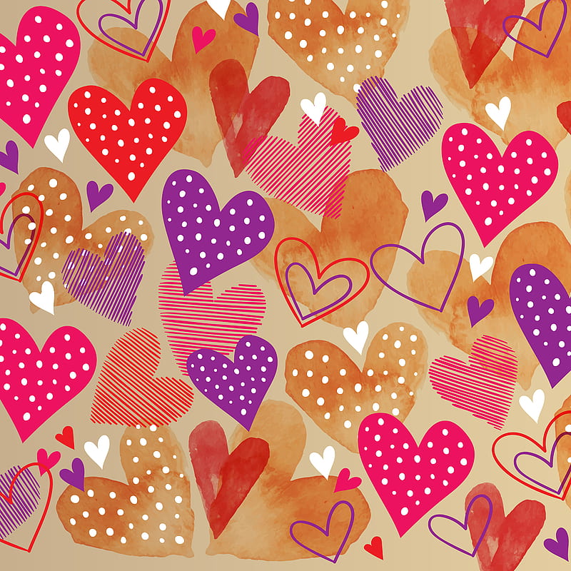 colorful hearts love, February 14, Valentine, Valentine’s day, colors, dots, heart, in love, romantic, HD phone wallpaper