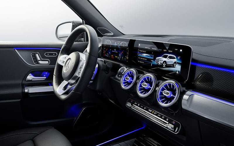 Mercedes-Benz GLB, 2020, interior, inside view, front panel, dashboard, German cars, GLB 250, 4MATIC, AMG Line, Mercedes-Benz, HD wallpaper