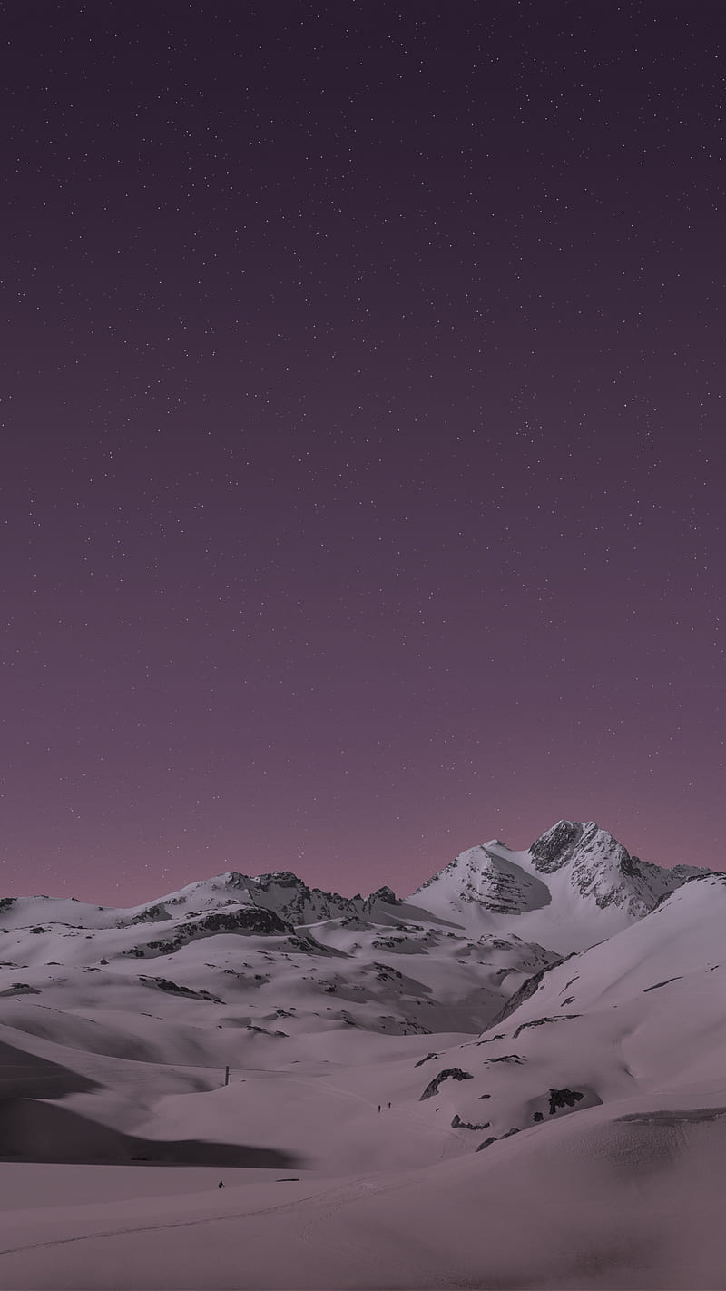 Mountains, snow, stars, stock , vivo x7, HD phone wallpaper
