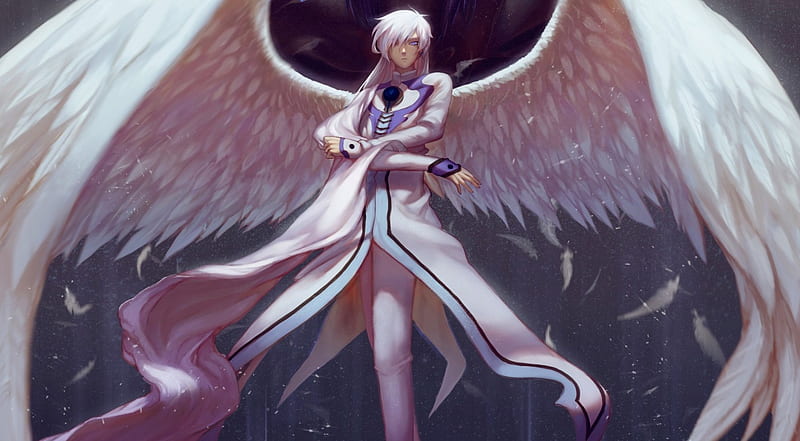 White Angel, pretty, cg, bonito, wing, sweet, nice, cardcaptor, anime, feather, handsome, beauty, clamp, gorgeous, yue, wings, male, lovely, cardcaptor sakura, angel, card captor, boy, cool, card captor sakura, awesome, white, angelic, HD wallpaper