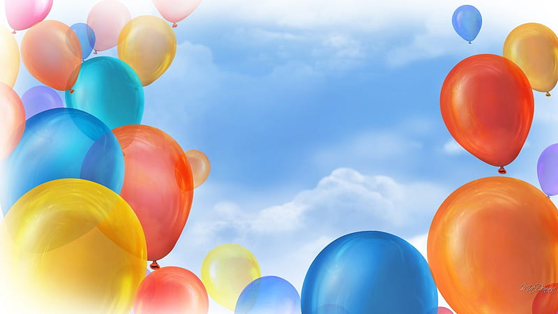Celebrate Life, get well, celebration, sky, clouds, birtay, happy, balloons, blue, celebrate, HD wallpaper