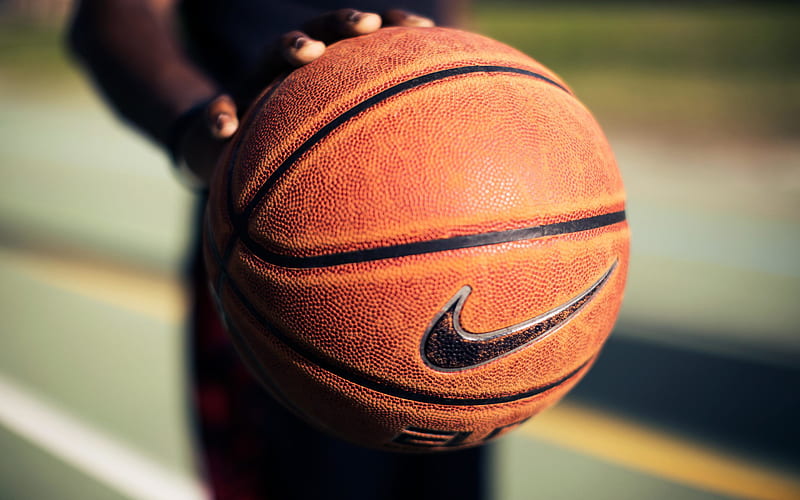 basketball ball, Nike, NBA, basketball, ball in hand, Nike logo, HD wallpaper