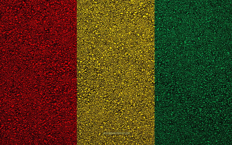 Flag of Guinea, asphalt texture, flag on asphalt, Guinea flag, Africa, Guinea, flags of African countries, HD wallpaper
