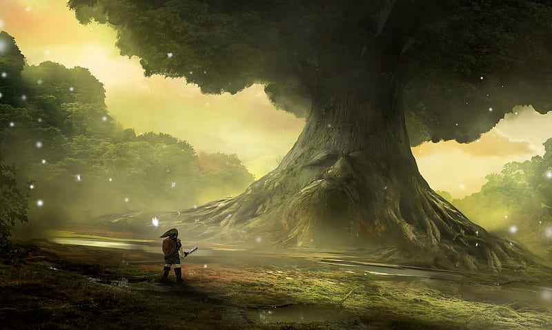 Tree, Warrior, Link, Video Game, The Legend Of Zelda, Zelda, The Legend Of Zelda: Ocarina Of Time, HD wallpaper